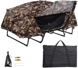 Double Tent Cot Folding Portable Waterproof Camping Hiking Bed for 2 Person with Rain Fly Bag