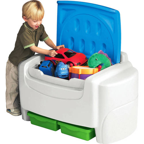 Little Tikes Sort ‘n Store Toy Storage Chest, White and Blue