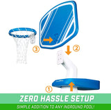 Splash Hoop PRO Swimming Pool Basketball Game, Includes Poolside Water Basketball Hoop, 2 Balls and Pump