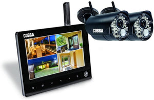 Cobra 4 Channel Wireless Surveillance System with 2 Cameras 7" Monitor 63842