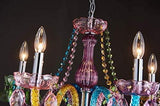 Saint Mossi Modern Contemporary Elegant K9 Crystal Glass Chandelier Pendant Ceiling Lighting Fixture – 5 Lights, Colorful Painted