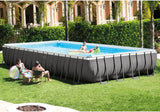 32ft X 16ft X 52in Ultra Frame Rectangular Pool Set with Sand Filter Pump, Ladder, Ground Cloth and Pool Cover