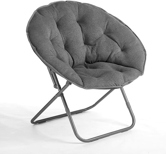 Folding Saucer Chair with Metal Frame, Grey Jersey, 30