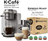 Keurig K-Cafe Coffee Maker, Single Serve K-Cup Pod Coffee, Latte and Cappuccino Maker, Comes with Dishwasher Safe Milk Frother, Coffee Shot Capability, Compatible With all K-Cup Pods, Charcoal