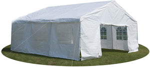 20×20 Heavy Duty Party Tent Carport Wedding Canopy Steel W/Sidewalls White