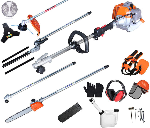 Powerful 42.7cc 5 in 1 Multi functional Trimming Tools,Gas Hedge Trimmer,String Trimmer, Brush Cutter,Pole Saw with Extension Pole