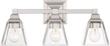 Mencino Modern Wall Light Satin Nickel Hardwired 20" Wide 3-Light Fixture Clear Glass for Bathroom Vanity –