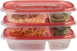 Rubbermaid TakeAlongs Divided Rectangle 3.7 Cups Red Food Storage Container 3 Pack