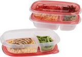 Rubbermaid TakeAlongs Divided Rectangle 3.7 Cups Red Food Storage Container 3 Pack