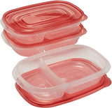 Rubbermaid TakeAlongs Divided Rectangle 3.7 Cups Red Food Storage Container 3 Pack