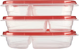 Rubbermaid TakeAlongs Divided Rectangle 3.7 Cups Red Food Storage Container 3 Pack