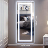 Vertical 47×22 Inch Wall Mounted LED Lighted Vanity Mirror with Aluminum Frame Backlit, Bedroom and Bathroom Hanging Rectangle Whole Body Mirror