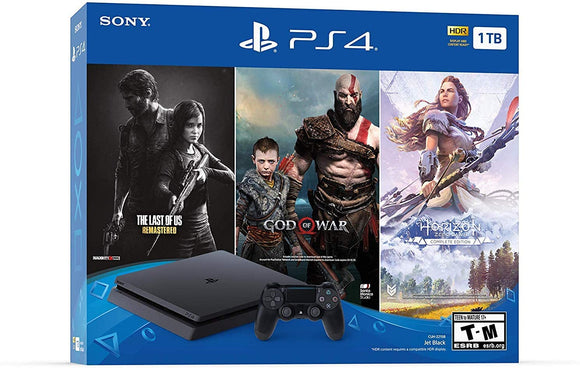 Newest Flagship Play Station 4 1TB HDD Only on Playstation PS4 Console Slim Bundle – Included 3X Games (The Last of Us, God of War, Horizon Zero Dawn) 1TB Hard Drive Incredible Games -Jet Black