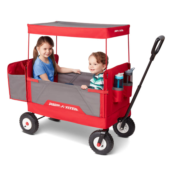 Radio Flyer, 3-in-1 all-terrain EZ Fold Wagon with Canopy, Red