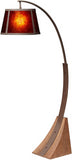 Oak River Mission Arc Floor Lamp Dark Rust Metal Pole Oak Wooden Base Natural Mica Shade for Living Room Reading Bedroom
