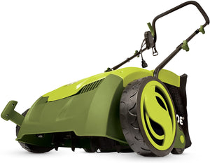 AJ801E 13 in. 12 Amp Electric Scarifier + Lawn Dethatcher w/Collection Bag, Green