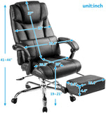 170 Degree Reclining Ergonomic Office Chair,djustable High Back Gaming Chair with Footrest Remover Lumbar Support Computer Executive Leather Chair Heavy Duty