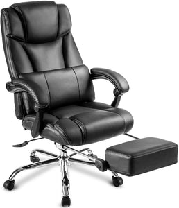 170 Degree Reclining Ergonomic Office Chair,djustable High Back Gaming Chair with Footrest Remover Lumbar Support Computer Executive Leather Chair Heavy Duty