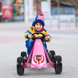 Pedal Go Kart, 4 Wheel Ride On Toy with Ergonomic Adjustable Seat, Handbrake, EVA Rubber Wheel, Pedal Powered Car for Boys and Girls (Pink)
