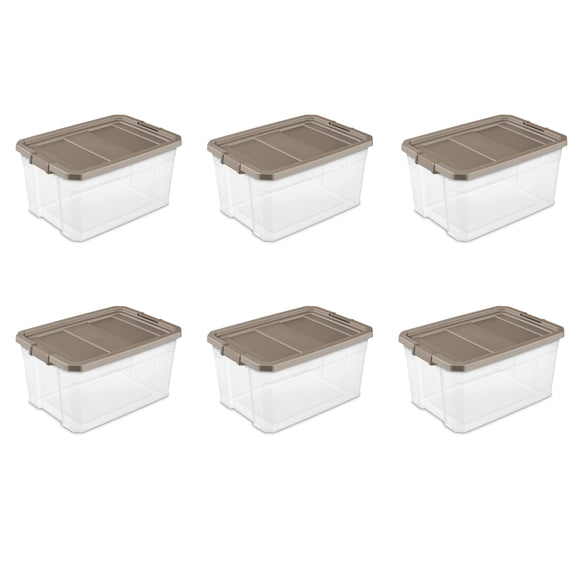 Sterilite, 76 Qt./72 L Stacker Box, Taupe Splash, Case of 6