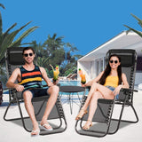 Zero Gravity Chair Patio Chair Lounge Chair Chaise Recliner 2 Pack Outdoor Folding Adjustable Heavy Duty Zero Gravity Chair with Pillows for Patio, Pool, Beach, Lawn, Deck,Yard – Black