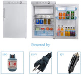 Propane Refrigerator Off Grid Compact Refrigerator with Freezer, 3.5 Cu.Ft, White