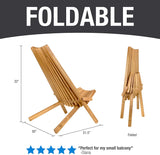 Tamarack Folding Wooden Outdoor Chair – Foldable Low Profile Acacia Wood Lounge Chair for the Patio, Porch, Deck, Lawn, Garden or Home Furniture – No Assembly Required