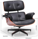 Modern Lounge Chair with Ottoman, High Grade Leather Lounges Chrome Base Support Chairs for Living Room