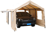 Carport 10 x 20 ft Heavy Duty Canopy Garage Car Shelter with Windows and Sidewalls, Beige