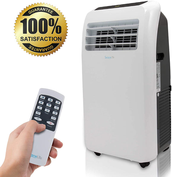 10,000 BTU Portable Air Conditioner + 9,000 BTU Heater, 4-in-1 AC Unit with Built-in Dehumidifier, Fan Modes, Remote Control, Complete Window Exhaust Kit for Rooms Up to 350 Sq. Ft