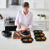 Rubbermaid TakeAlongs Divided Rectangle 3.7 Cups Black Meal Prep Container 10 Pack