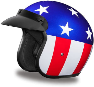 Daytona Helmets Motorcycle Open Face Helmet Cruiser- Captain America 100% DOT Approved