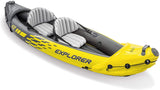 Explorer K2 Kayak, 2-Person Inflatable Kayak Set with Aluminum Oars and High Output Air Pump