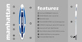 Manhattan Paddle Board Touring & Trekking Inflatable SUP 12'6" x 30” x 6” Ultra-Light Stand Up Paddleboard built with Dual Layer Dropstitch Includes Paddle, Leash, Pump, Shoulder Strap, Carry Bag