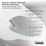 K-8298-96 C3 155 Elongated Warm Water Bidet Toilet Seat, Biscuit with Quiet-Close Lid and Seat, Automatic Deodorization, Self-Cleaning Wand, Adjustable Water Pressure, Nightlight, Heated Seat