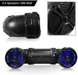 Pyle Marine ATV Powered Speakers – 4.0 Wireless Bluetooth, 800 Watt, Color Changing LED Lights, IP44 Waterproof, 6.5“ Dual Audio Sound System for UTV, Golf Carts, Jetski and Snowmobile – PLATV65BT