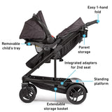 Uno2Duo Travel System | Includes UNO2DUO Stroller and SnugRide SnugLock35 Infant Car Seat, Goes from Single to Double Stroller, Hazel (Pink Lining)