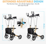 Narrow Lightweight Upright Walker, Stand Up Rollator Walker with Arm Rests Support Up to 300lbs (Champagne)