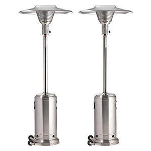 2 Set Patio Heater 48,000 BTU, Stainless Steel Outdoor Heater, Standing Propane Heater with Wheels for Moving,2 Pack