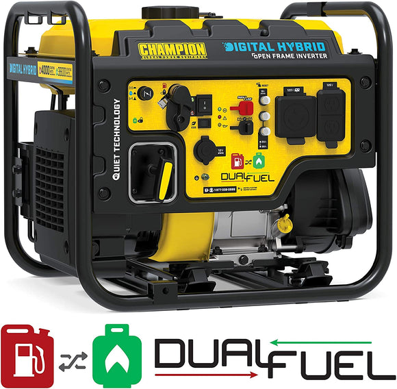 100574 4000-Watt RV Ready Digital Hybrid Inverter Generator, with Dual Fuel Technology, Black and Yellow