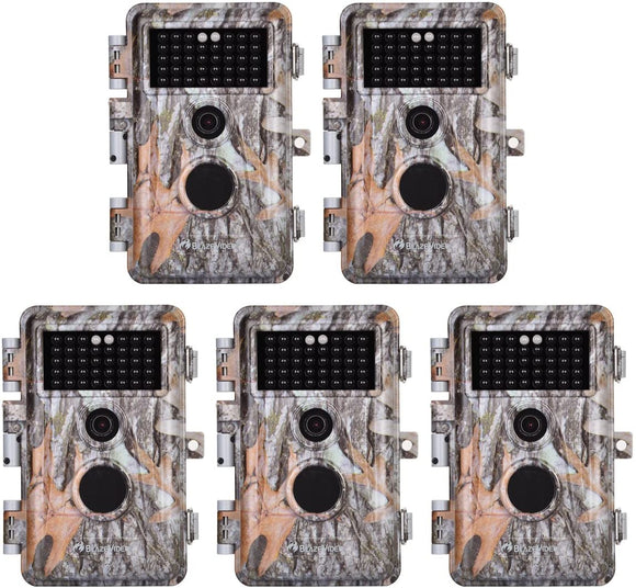 5-Pack Game & Deer Trail Cameras 16MP 1920x1080P Video Hunting Wildlife Cams Time Lapse with Night Vision No Glow 940nm Infrared Motion Activated Waterproof Password Protected 0.6S Trigger 2.4