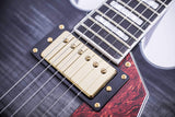 NEW GROTE 335 style Jazz Electric Guitar Flame Maple top Semi-Hollow Body Gold Hardware (black)