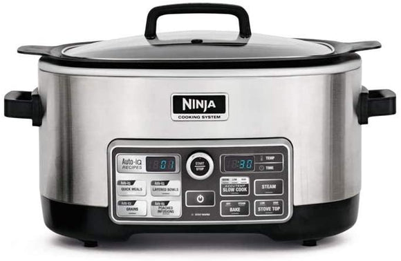 Ninja Auto-iQ Multi/Slow Cooker with 80-Pre-Programmed Auto-iQ Recipes for Searing, Slow Cooking, Baking and Steaming with 6-Quart Nonstick Pot (CS960)