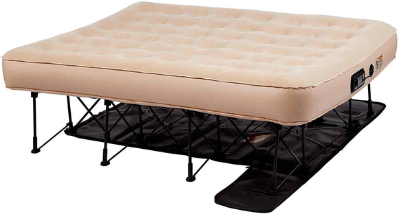 EZ Air Bed Self-Inflating Queen Size Air Mattress with Built-in Frame, Pump and Wheeled Case