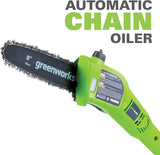 Greenworks 8 Inch 40V Cordless Pole Saw with Hedge Trimmer Attachment 2.0Ah Battery and Charger Included PSPH40B210