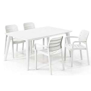 Lima Dining Table 160cm + Tisara Chair Set White