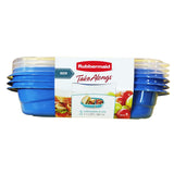 Rubbermaid TakeAlongs Divided Rectangle 3.7 Cups Blue Food Storage Container 3 Pack