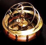 Grand Orrery with 9 planets in brass, stone and oak