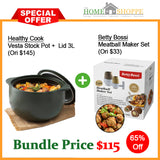 Bundle Set - Minl Long : Vesta Stock Pot 3L with Lid +Filled Meatball Maker Set