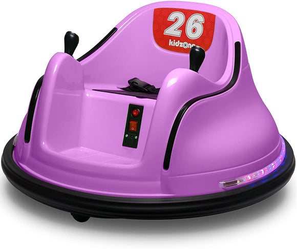 Kidzone DIY Race #00-99 6V Kids Toy Electric Ride On Bumper Car Vehicle Remote Control 360 Spin ASTM-Certified, Purple